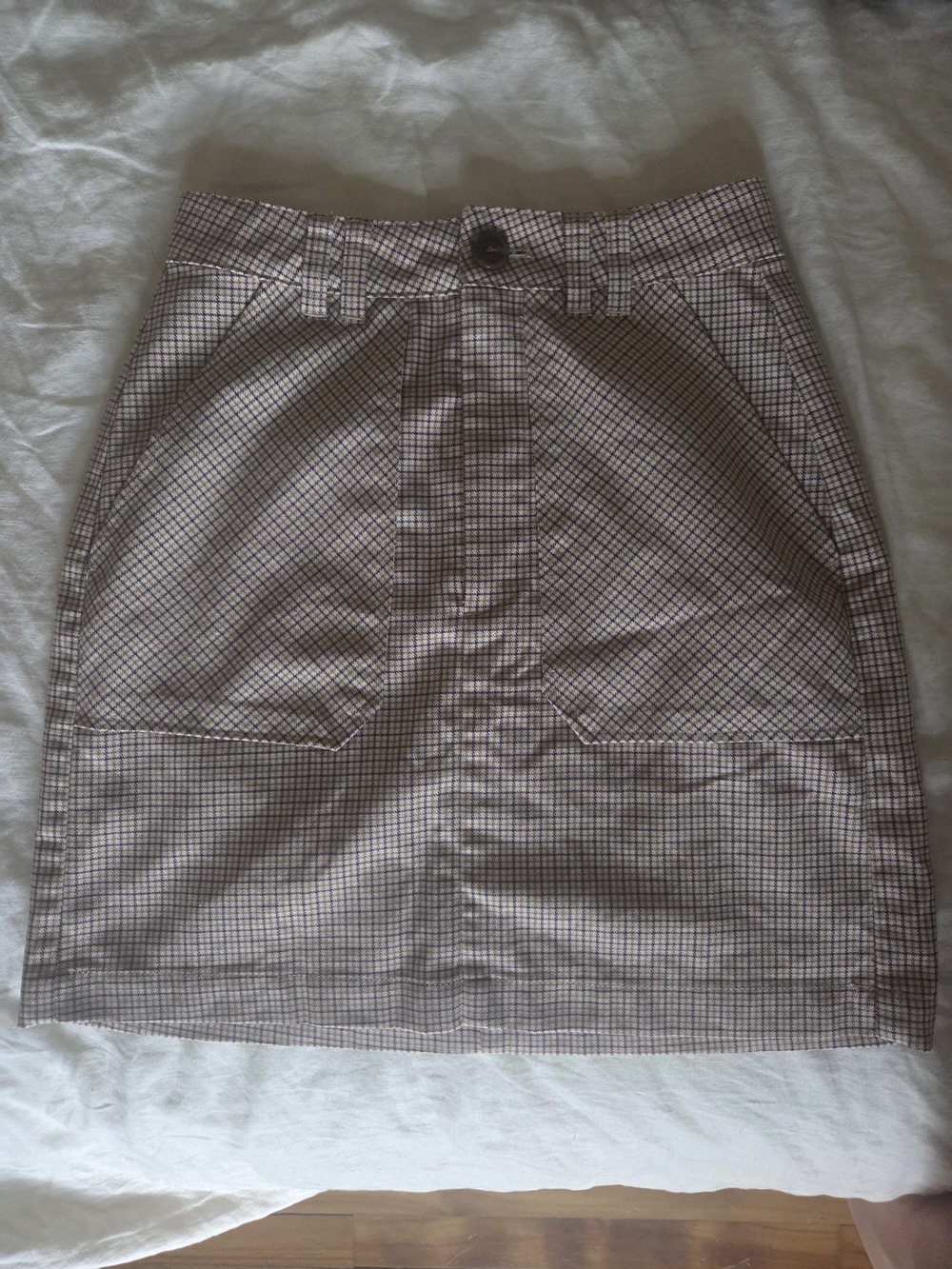 Simons Checked Mini Skirt in Beige and Brown